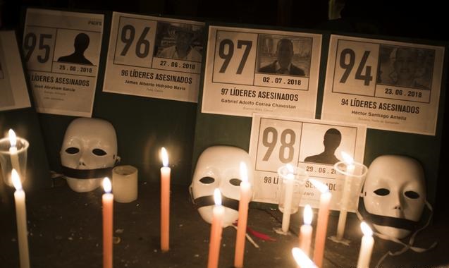 Protestas contra los asesinatos de activistas en Colombia.